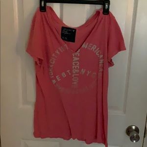Pink American eagle vee neck t shirt